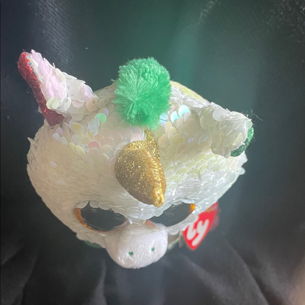 2019 Ty Sequin Unicorn Plush with Gold, Green, and Red Accents - Picture 7 of 7